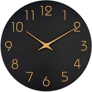 Mosewa Wall Clock 10 Inch Black Wall Clocks Battery Operated Silent Non-Ticking - Picture 1 of 9