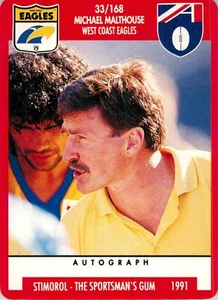 1991 WEST COAST EAGLES AFL Card MICK MALTHOUSE Scanlens - Picture 1 of 2