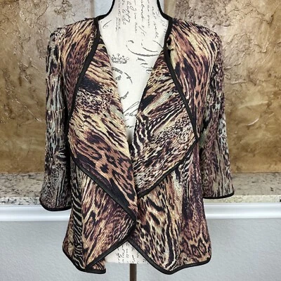 Alberto Makali Jacket Women Small Open Crinkle Stretch Animal Print Boho Chic - Image 1 of 4
