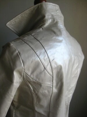 NUEVO CON ETIQUETAS ADIVINA CHAQUETA DE CUERO TUX DJ Blazer 10 novio plata gris caja retro brillante Foto 1 de 4