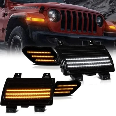 Parachoques delantero LED para Jeep Wrangler JL 2018-2021 marcador lateral intermitente de señal de giro Foto 1 de 4