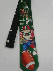 Tie Tales Christmas Football Mens Necktie Santa Claus Reindeer Green Red - Picture 1 of 4