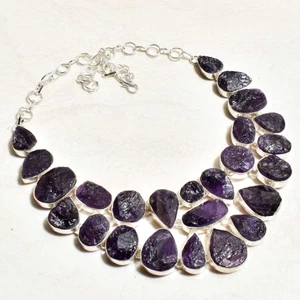 Amethyst Rough Handmade Big Necklace Jewelry 112 Gms LBN-5283 - Picture 1 of 1