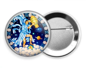 ACUARIO ZODIACO HORÓSCOPO ASTROLOGÍA SIGNO SÍMBOLO ARTE PINBACK BOTÓN IDEA DE REGALO - Imagen 1 de 1