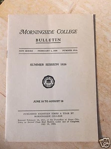 Febbraio 1926 Morningside College Student Bulletin Booklet Sioux City, Iowa - Foto 1 di 6