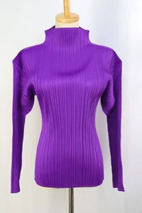 PLEATS PLEASE Purple High Neck Long Sleeve Top 132 9525 - Picture 1 of 6