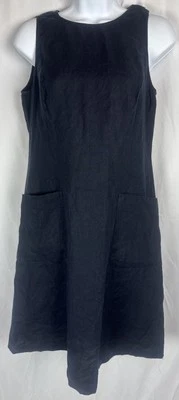 Vestido Vaina Emporio Armani Negro Lino Sin Mangas Cremallera Lateral Bolsillos Frontales Talla S Foto 1 de 4