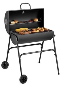 VonHaus Charcoal BBQ – Portable Barrel Barbecue with Warming Rack - Picture 1 of 3