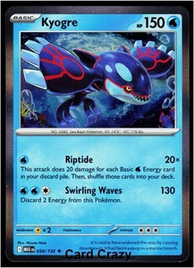 Kyogre 034/132 Holo Rare - ME01: Mega Evolution Pokemon (NM) - Picture 1 of 1