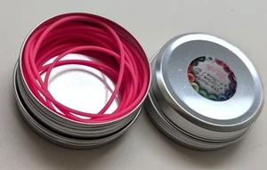 Tin of Three Pink Knitting Barber knit cords : 1 60" long &2 30" long DS - Bild 1 von 2