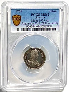 1767 Österreich Silber Jeton PCGS MS62 Mont-1979 Ag 2er Bevölkerung - RAR - Bild 1 von 6