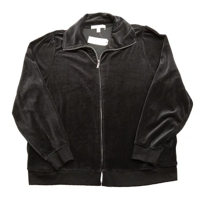 Nuevo Suéter de Lavandería Francés 22/24 Mujer Negro Terciopelo Manga Larga Cremallera Completa Chaqueta Foto 1 de 4