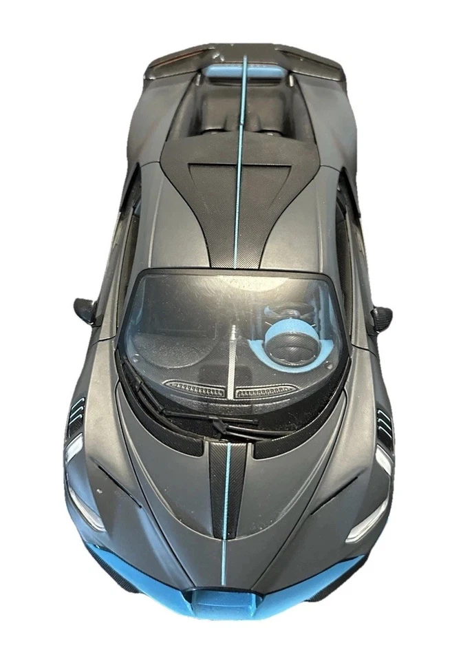 Bugatti Divo Matt Gray with Blue Accents 1/18 Diecast Model Car by Bburago 11045 - Image 1 of 4