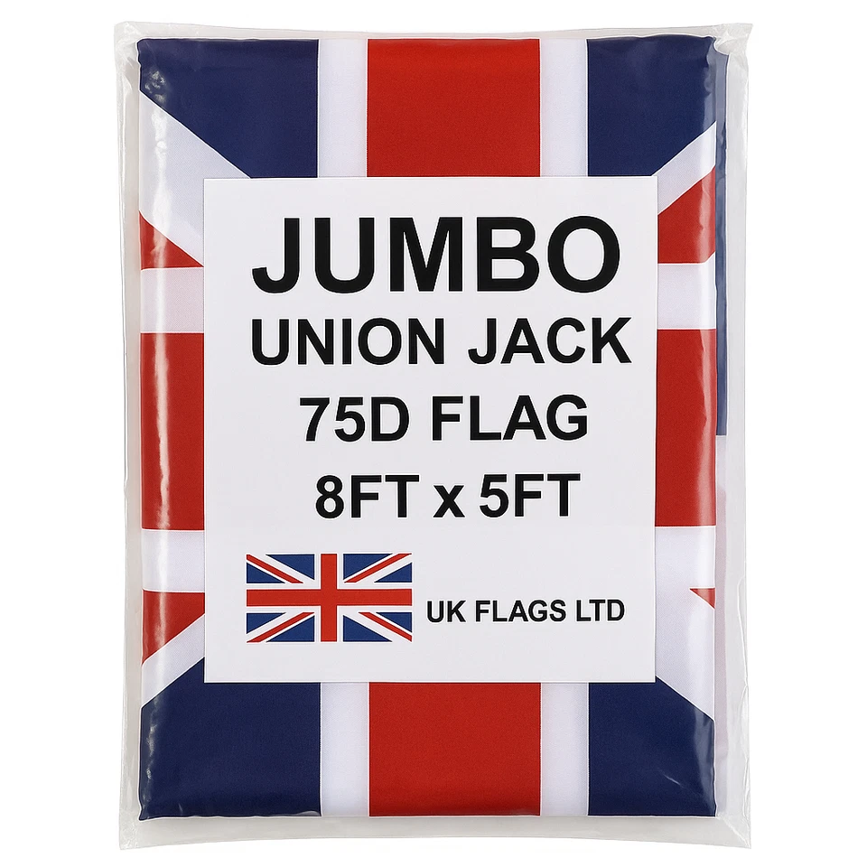 🇬🇧 Remembrance Day VE Day Giant 8x5ft Union Jack Flag 🎖 Large UK GB Banner - Image 1 of 4