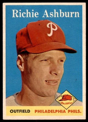1958 Topps Set Break Richie Ashburn #230 casi nuevo-como nuevo o mejor Foto 1 de 2