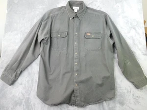 Carhartt Shirt Mens XL Tall Green Button Up Canvas Work Double Pocket Workwear - Picture 1 of 10
