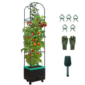 Raised Garden Bed with Self Watering Garden Pots, Planter Box with Trellis fo... - Picture 1 of 7
