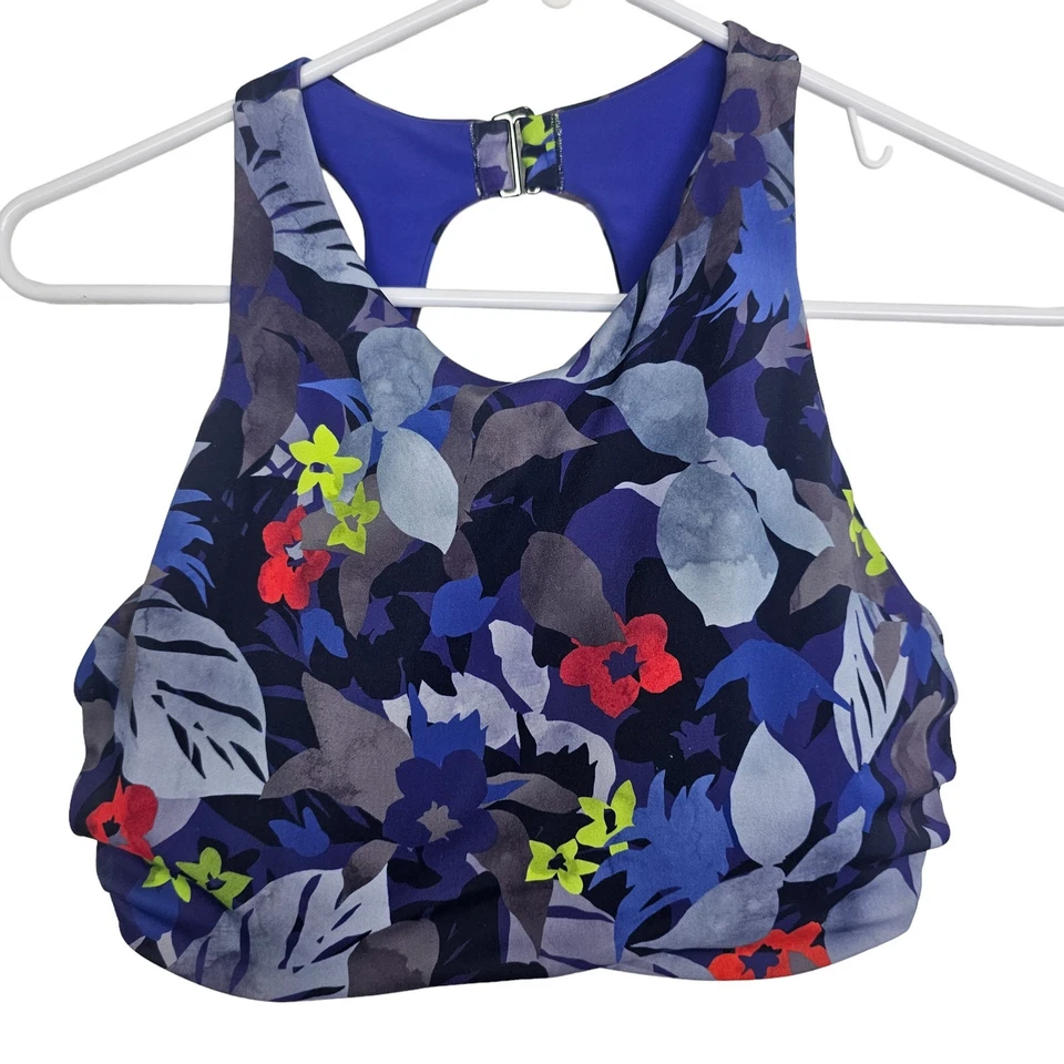 Athleta Bikini Top Floral Bikini Top Athleta High Neck Bikini Top 34D Purple - Image 1 of 4