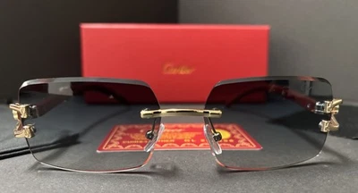 Cartier Rimless Unisex Sunglasses Gold  Frame W/ Gradient  Lens! Free Shipping! - Image 1 of 4