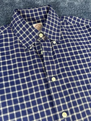Camisa de cachemir Brooks Brothers para hombre azul Madison a cuadros manga larga OCBD Foto 1 de 4