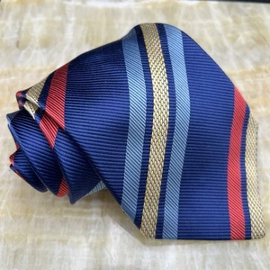 Vintage Bugatchi Uomo Multi Color Striped Necktie Silk Handmade Italy - Picture 1 of 7