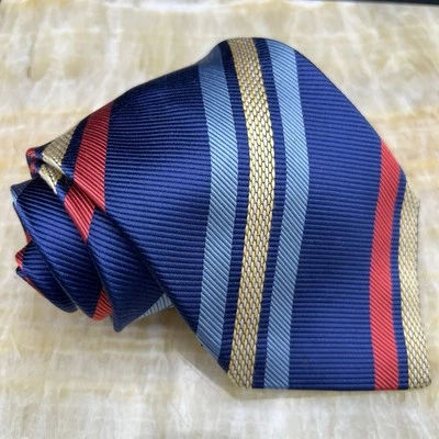 Corbata vintage a rayas multicolor Bugatchi Uomo seda hecha a mano Italia Foto 1 de 4