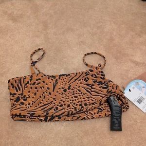 Volcom Juniors Running Wild Bikini Tube Top Size S Brown Animal Print New - Picture 1 of 2