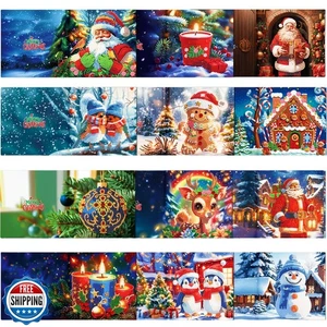 SUUYOO 12 Stück Diamond Art Weihnachtskarten, DIY Diamond Art Painting Gruß  - Bild 1 von 5