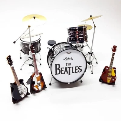 NEW 1/6 Miniature Drum & Guitar Set The Beatles Style Music Diorama Display GIFT - Image 1 of 4