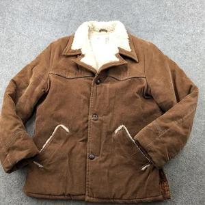 Vintage Windbreaker Jacke Herren mittelbraun Cord Sherpa gefüttert Western 70er - Bild 1 von 15