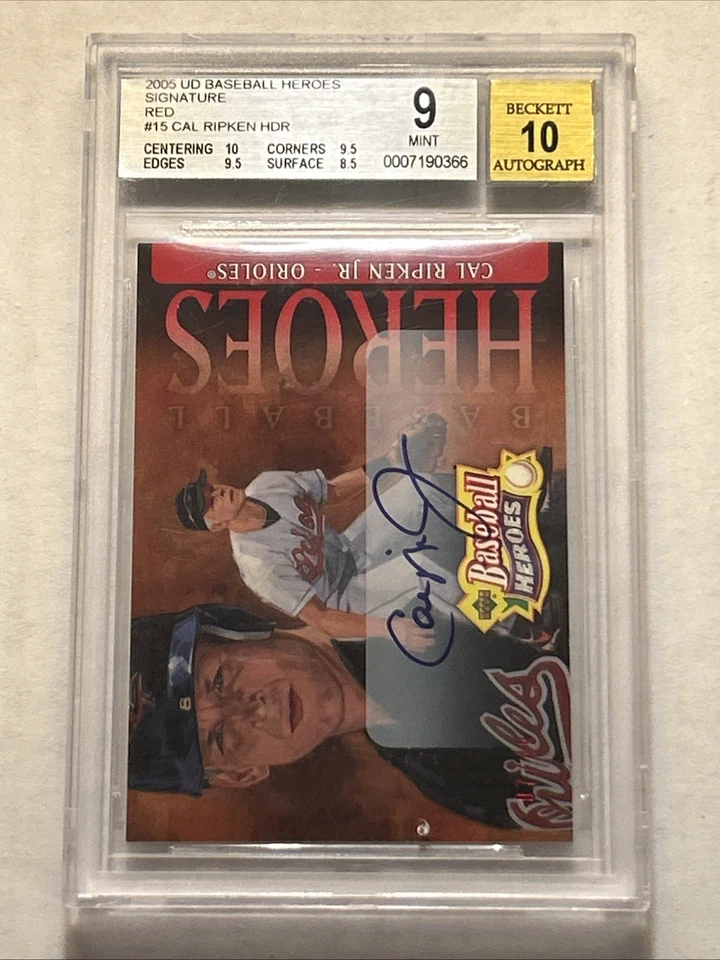2005 Upper Deck Baseball Heroes #15 Signature Red Auto /49 Cal Ripken Jr BGS 9 - Image 1 of 4