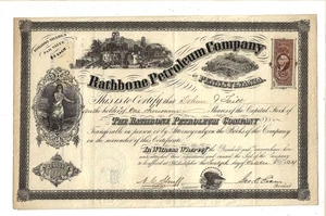 WEST VIRGINIA 1864 Rathbone Petroleum Company Stock Certificate #58 Wirt County - Picture 1 of 2