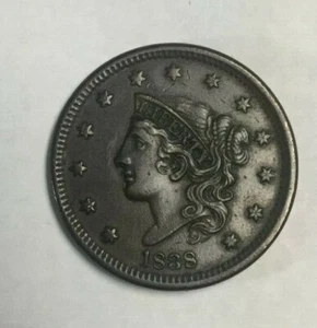 1838 großer Cent Krönchenkopf - vz Details - roh SKU#5155 - Bild 1 von 2
