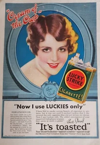 Revista de cigarrillos Lucky Strike anuncio imagen pobre niña rica 1932 fumar - Imagen 1 de 1