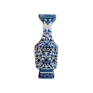 Vintage blau und weiß chinesische Porzellan Vase quadratisch Baluster Form 10"T Japan - Bild 1 von 10