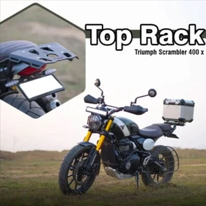 Fit For Triumph Scrambler 400X TOP RACK WITH STEEL PLATE BLACK - Imagen 1 de 6