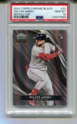 2024 Topps Chrome Black Wilyer Abreu Rookie Refractor #23 78/199 PSA 10 - Image 1 of 2