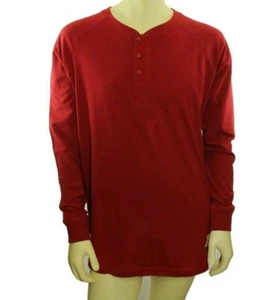 Men's Red Henley High Quality Long Sleeve Shirt Retail $98 - Picture 1 of 9