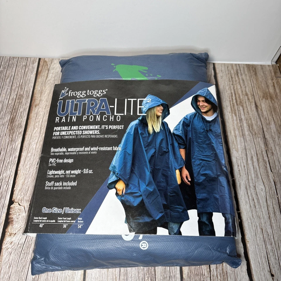 New Frog Toggs Ultra - Lite Blue Rain Poncho One Size - Image 1 of 4