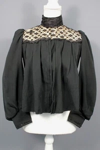 VTG Women's Antique Edwardian Late 1800s Early 1900s Black Wool Jacket Sz XS/S - Picture 1 of 12
