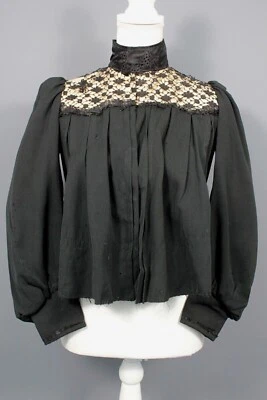 Chaqueta de lana negra antigua eduardiana de finales de 1800 principios de 1900 talla XS/S de colección para mujer Foto 1 de 4