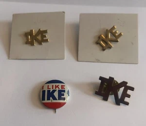 🇺🇸 Dwight Eisenhower Presidential Pin I Like “ IKE” Tie Tac + Button Lot Wow! - Picture 1 of 2