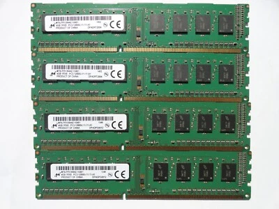 Micron 16GB (4x 4GB) 1Rx8 PC3-12800U DDR3-1600 PC MEMORY RAM MT8JTF51264AZ-1G6E1 - Image 1 of 3
