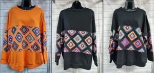 Women's Italian Lagenlook Print Oversized Cotton Top Ladies Top Plus Size - Picture 1 of 5