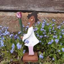 Blumenmädchen Holzfigur Sauterelle * Blume Frühling Geschenk Deko Holzdeko Rose 
