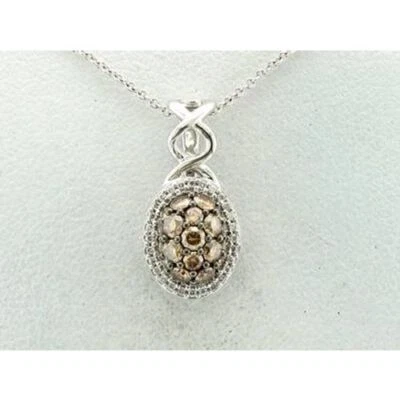 Colar pingente LeVian ouro branco 14K G-H SI1 diamante chocolate 0,65 cts 18" - Imagem 1 de 4