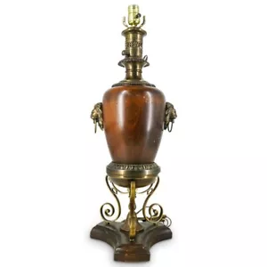 ELECTRIFIED ANTIQUE VINTAGE WOODEN KEROSENE LAMP - Picture 1 of 5