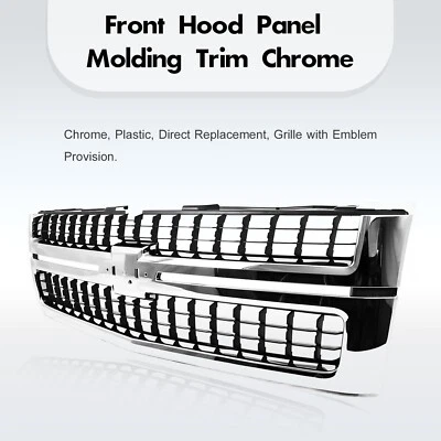 Chrome Grille With Black Insert 07-10 Chevy Silverado HD  GM1200608 W/O Emblem Foto 1 de 4