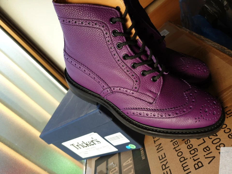 Tricker's Stow boots UK7 41 mens purple shoes NEW IN BOX Foto 1 de 4