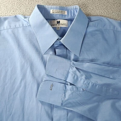 Camisa Italo Mondo Para Hombre 16.5 Alto Azul Puños Franceses Abotonada Manga Larga Informal Foto 1 de 4